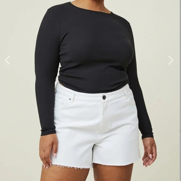 Cotton On Pants - Cotton On Curve A-Line High Rise Denim Short White Size 22